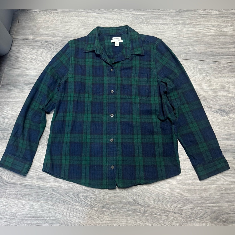 L.L. Bean Navy and Forest Plaid Men's Shirt